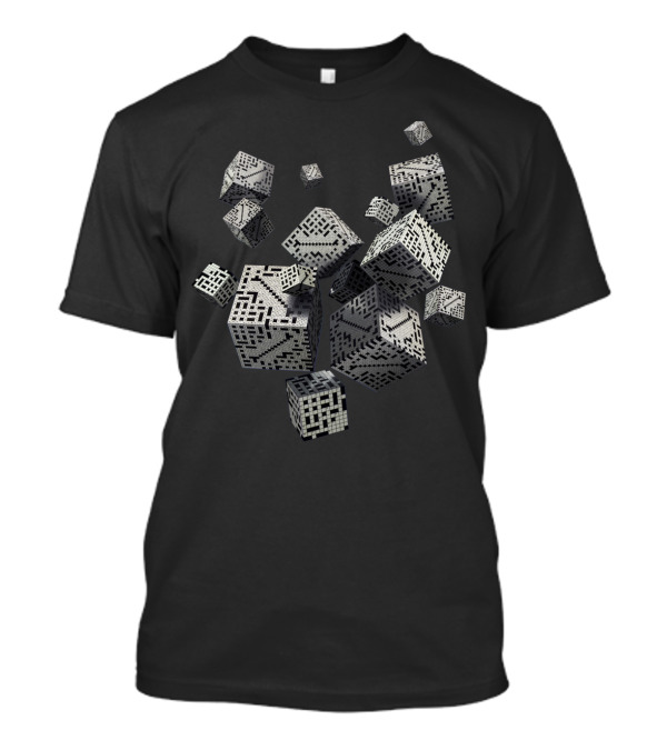 Crossword Cube Matrix Puzzle Blocks Floating T-Shirt