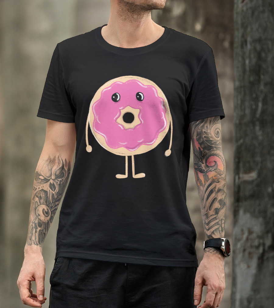 Sad Doughnut Donut With Pink Frosting And Expressive Eyes T-Shirt