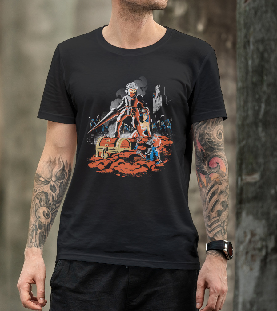 Army Of Ghouls And Ghosts Knight With Sword And Treasure Chest T-Shirt