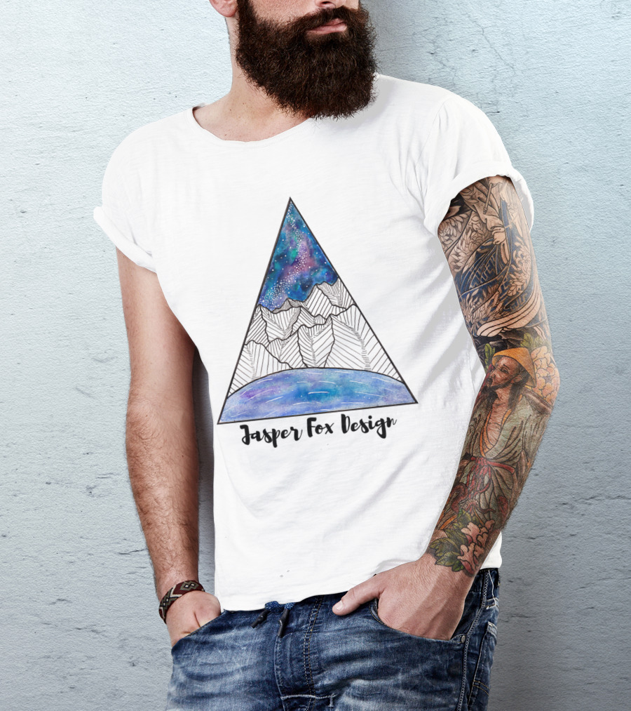 Jasper Fox Design Galaxy Sky Mountain Triangle T-Shirt