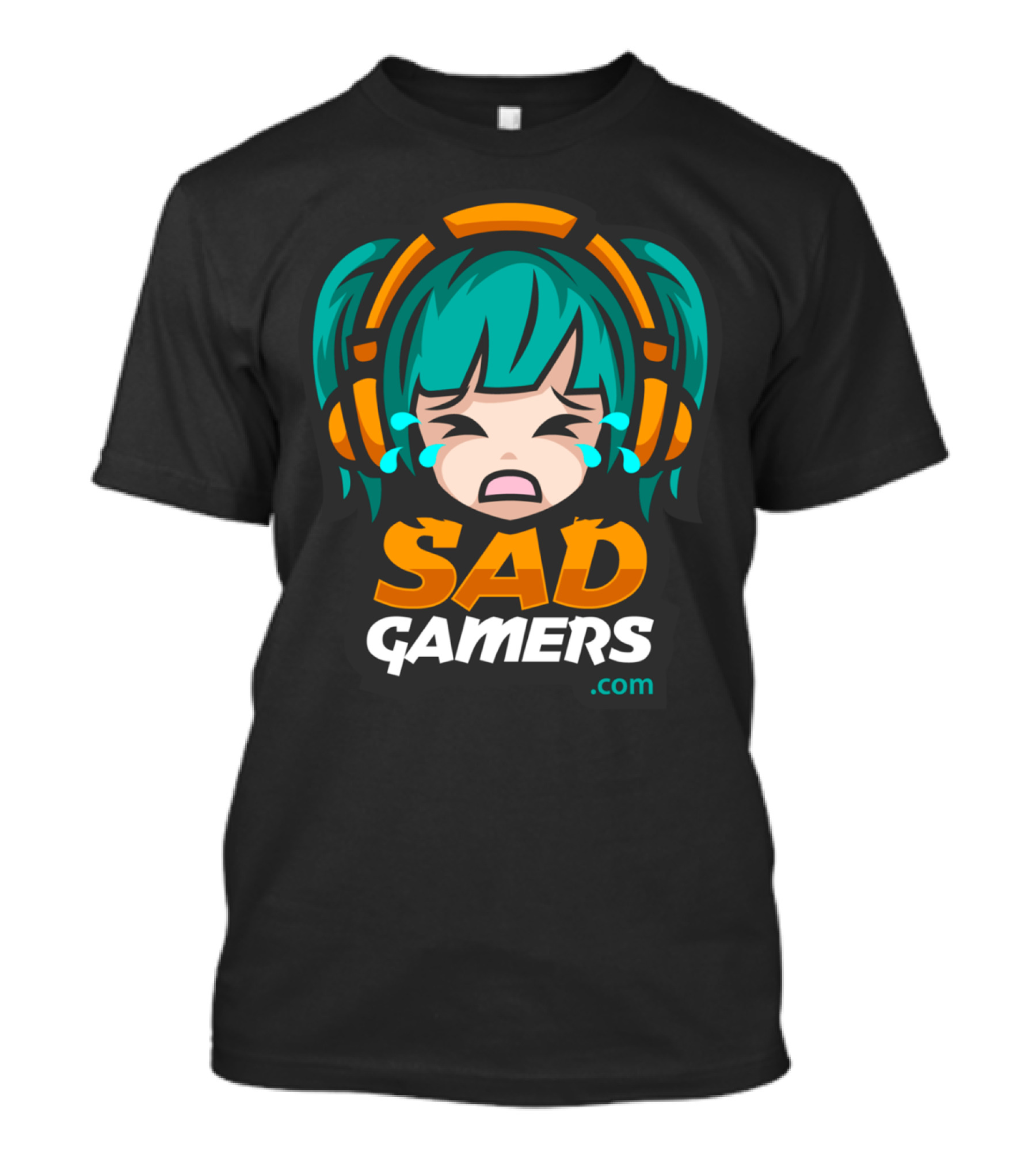 SadGamers Crying Anime Gamer With Headphones .com T-Shirt