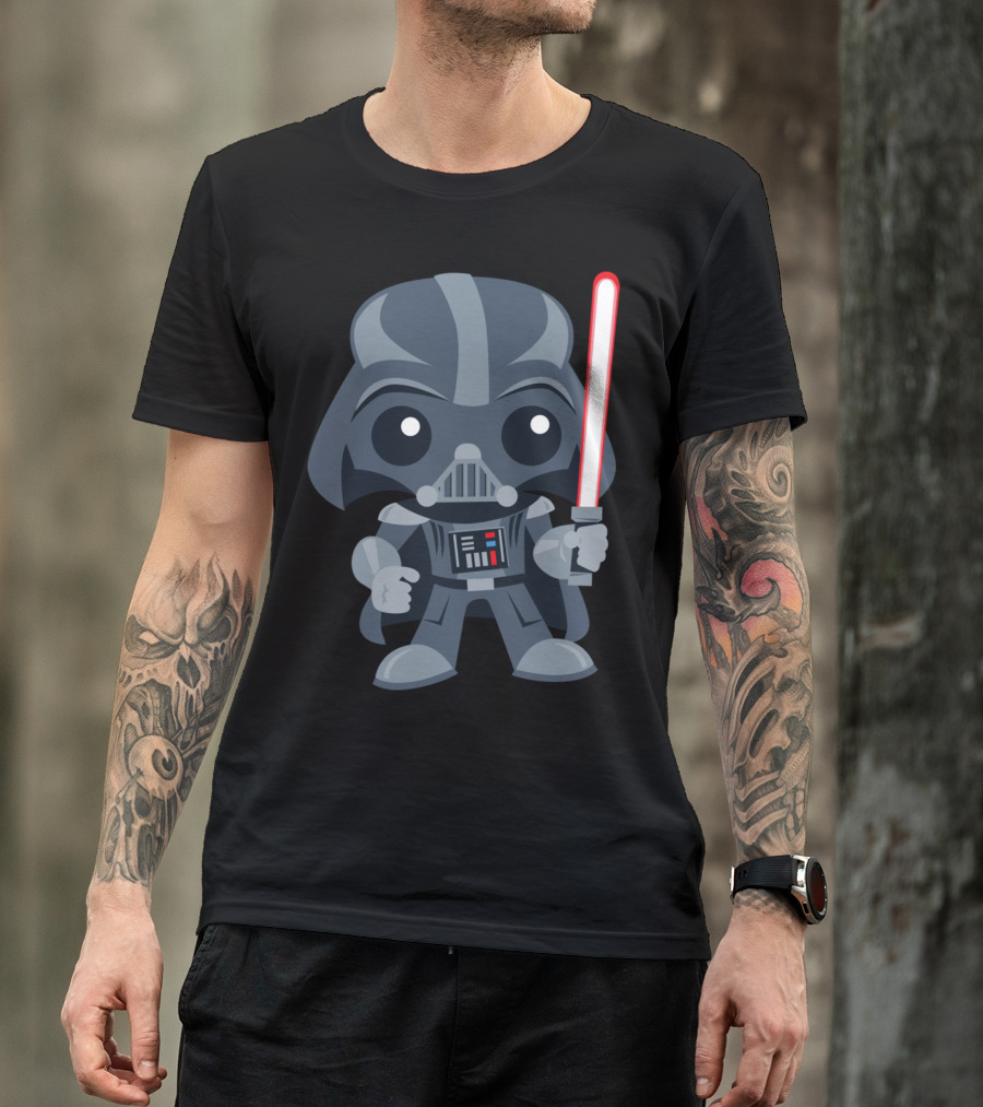 Cartoon Sith Lord Racerback Kids Character With Helmet And Lightsaber T-Shirt