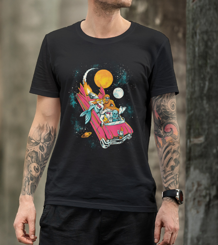 Space Adventure With Astronaut, Mermaid, Bigfoot, And Aliens T-Shirt