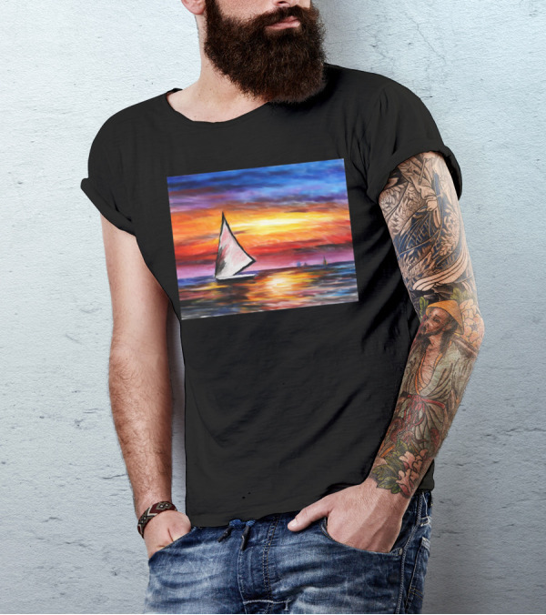 Sail Away Into The Sunset With A Vibrant Sky And Calm Waters T-Shirt