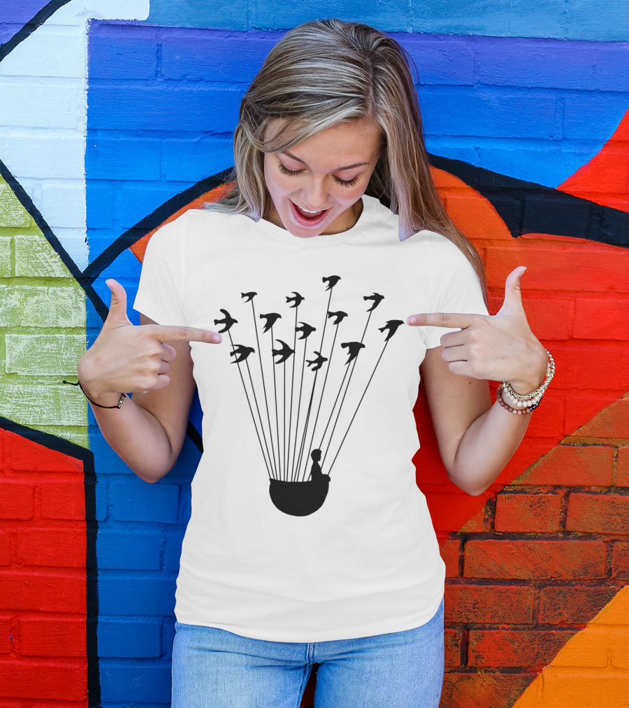 Boy And Birds Silhouette Journey T-Shirt