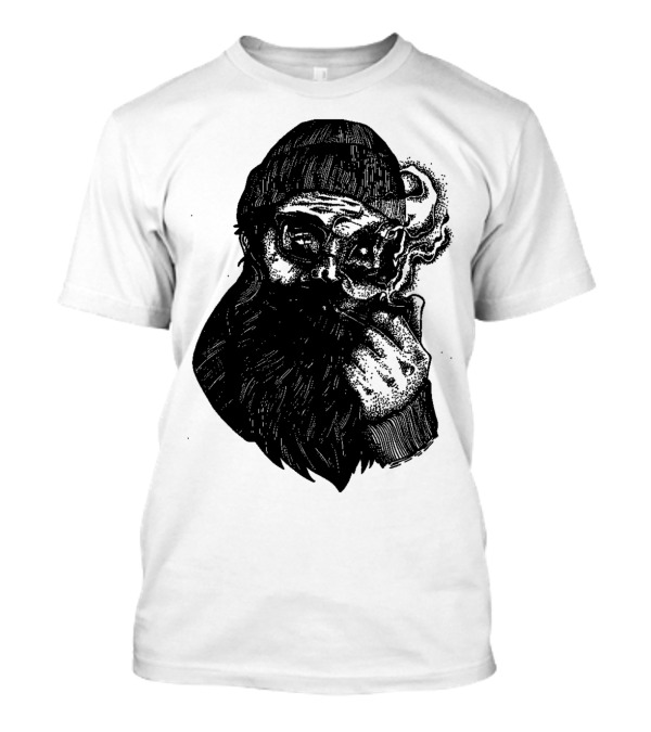 SAILOR Bearded Man Smoking In Beanie T-Shirt
