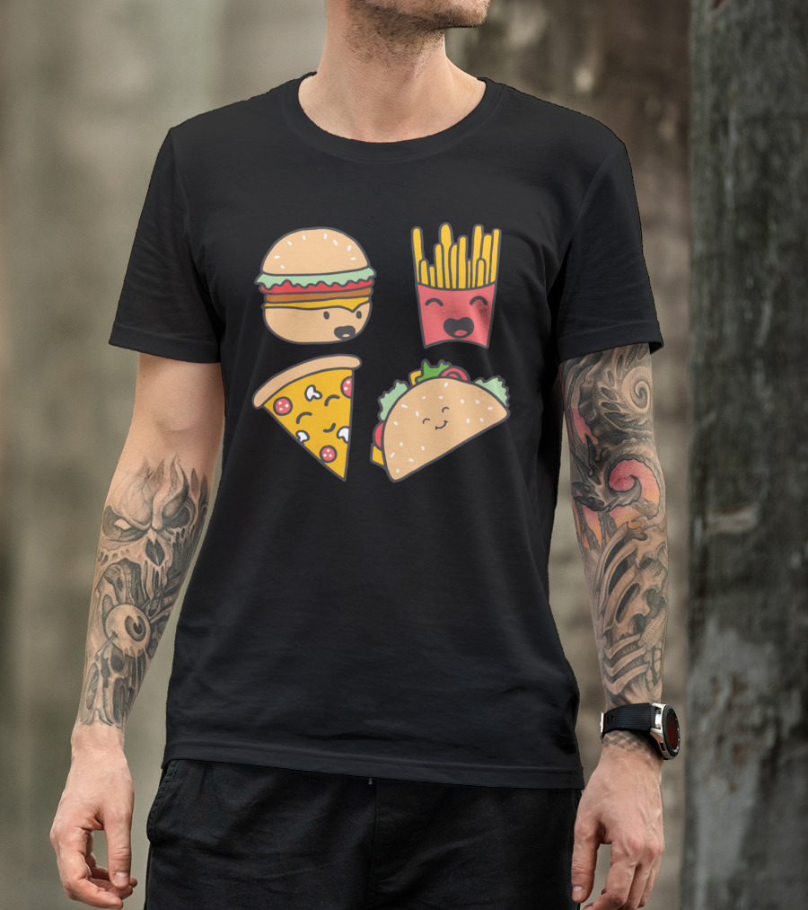 Fast Food Friends Burger Pizza Fries Taco Smiling Friends T-Shirt