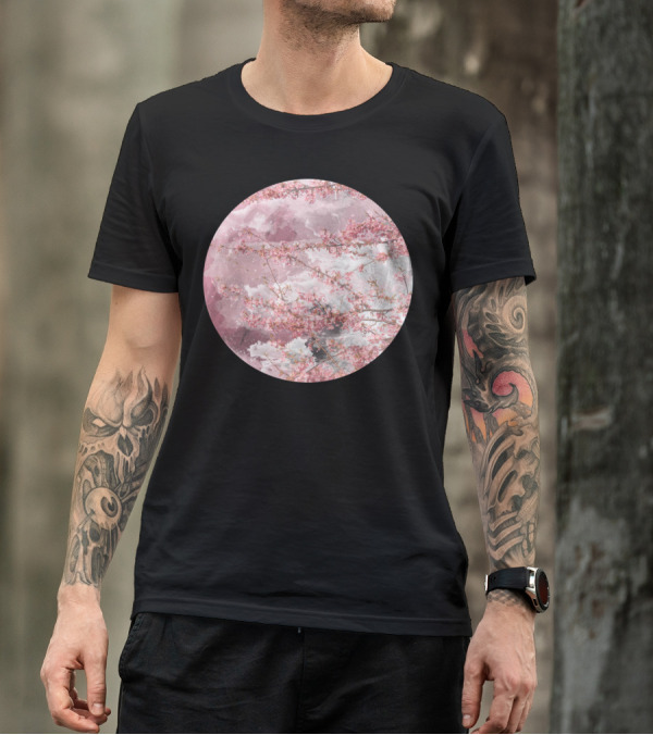 Cherry Blossom Beauty Within Lunar Serenity T-Shirt