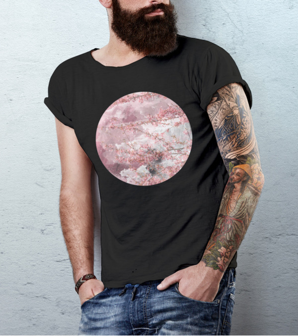 Cherry Blossom Beauty Within Lunar Serenity T-Shirt