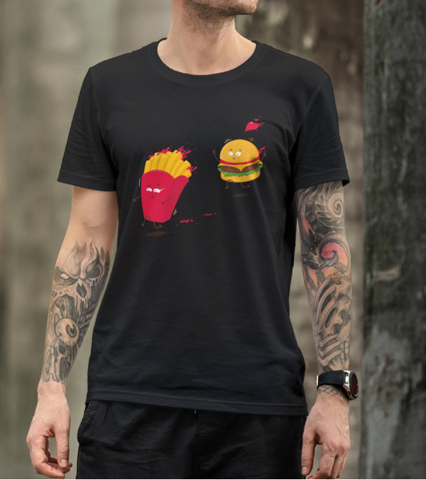 Fast Food Chase Frenzy With Burger And Fries T-Shirt