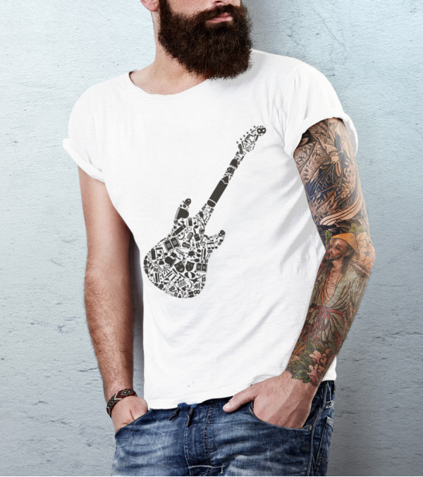 Art A Guitar Abstract Collage T-Shirt