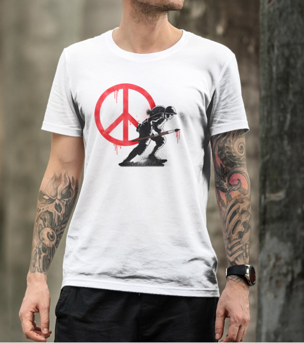 Peace Symbol Soldier With Paintbrush T-Shirt