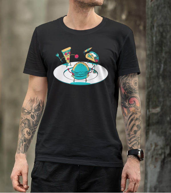 Fast Food Wars Pizza Burger Taco Battle T-Shirt