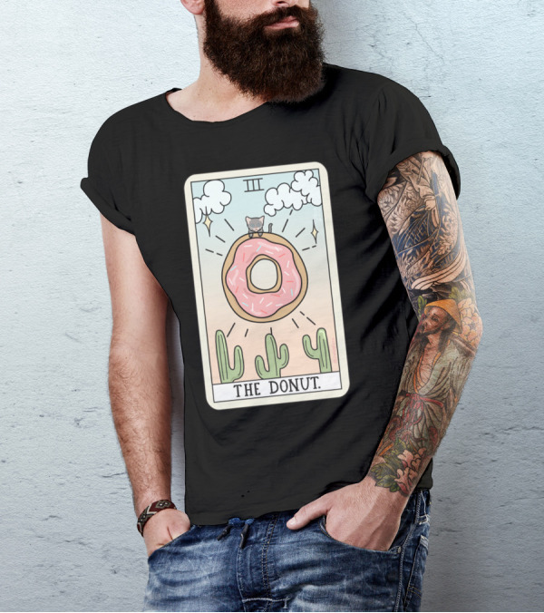 THE DONUT TAROT III CAT CACTUS SKY T-Shirt