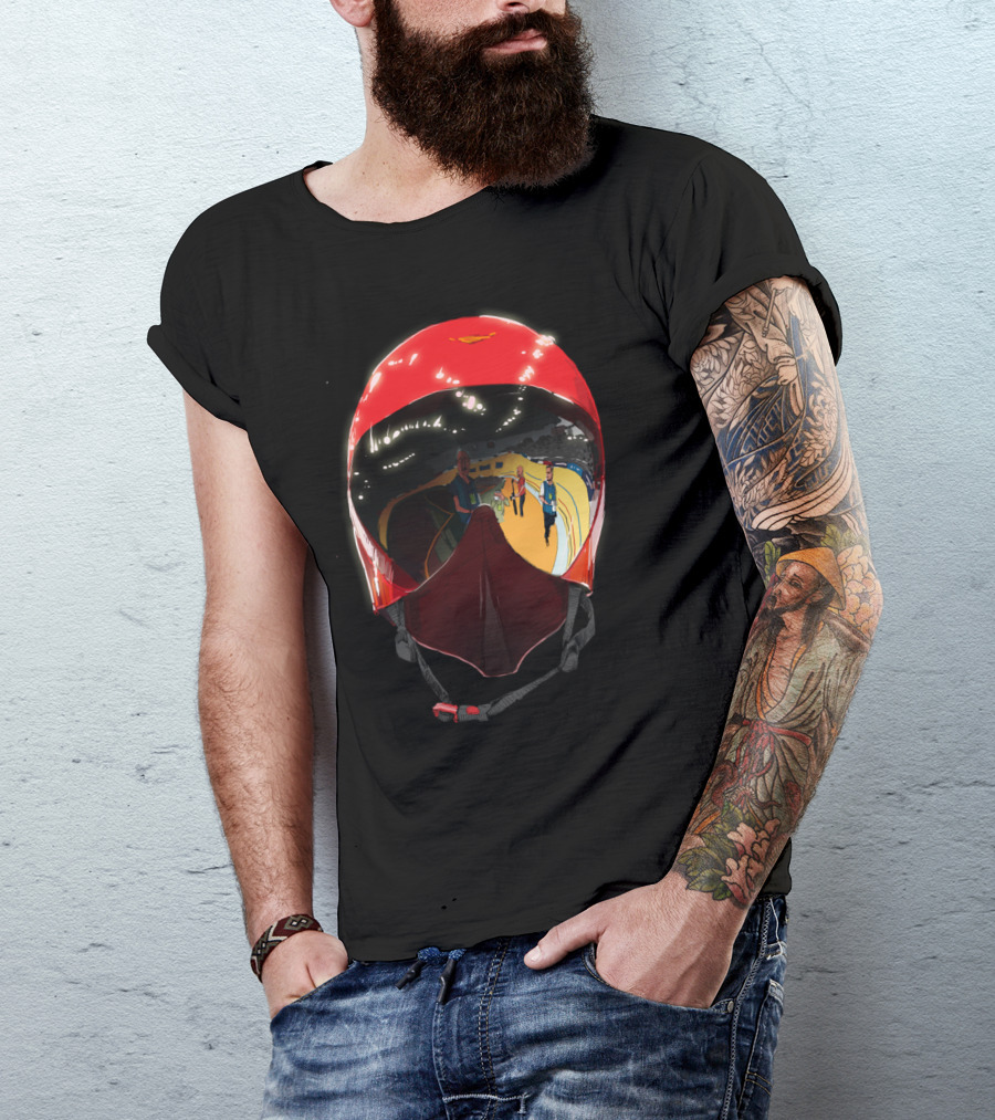 Casquette Reflective Motorcycle Helmet Racing Track Scene T-Shirt