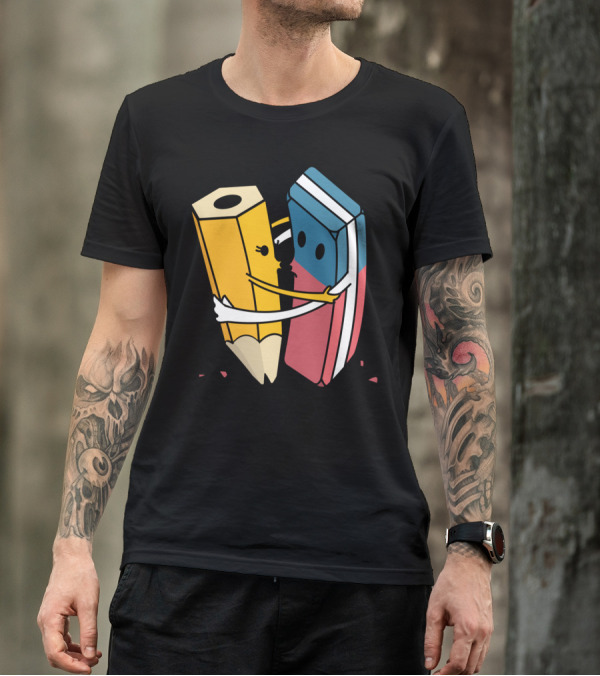 Pencil And Eraser Hugging Love T-Shirt