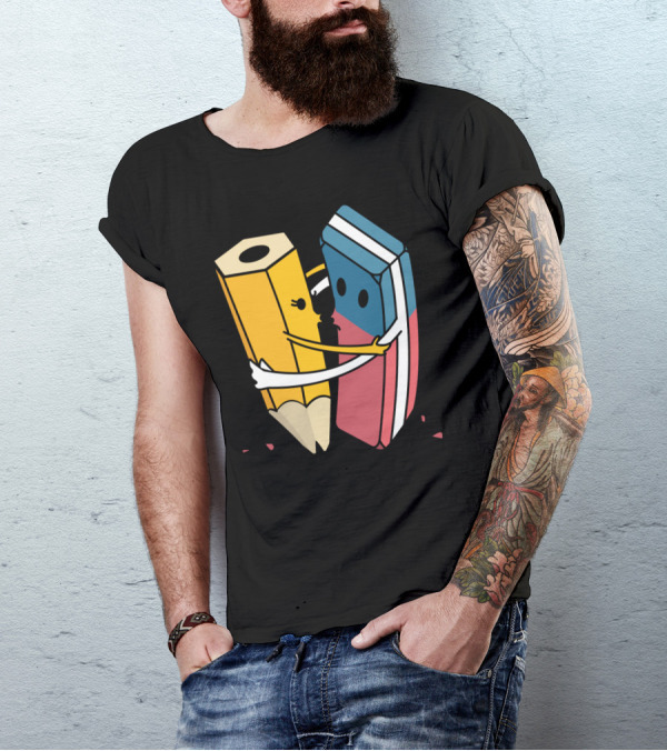 Pencil And Eraser Hugging Love T-Shirt