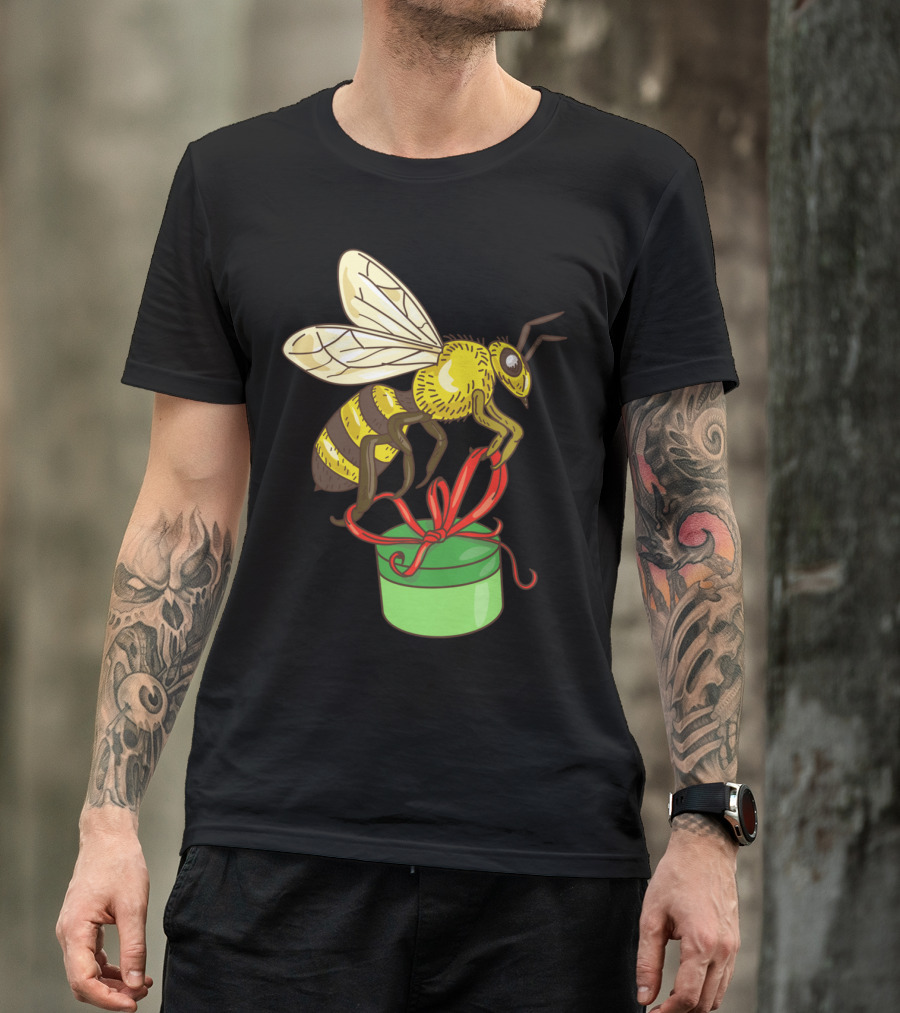 Bee Holding Gift Box Drawing T-Shirt