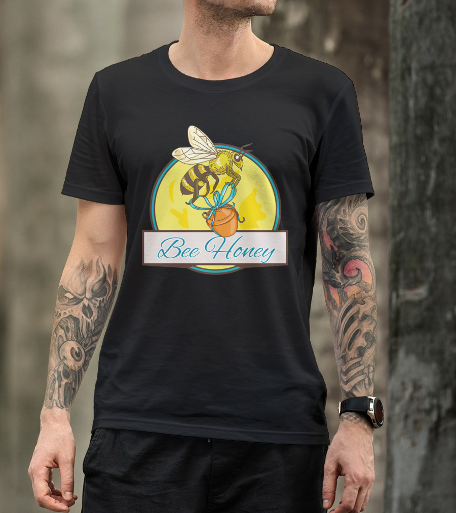 Bee Honey Pot Circle Drawing T-Shirt