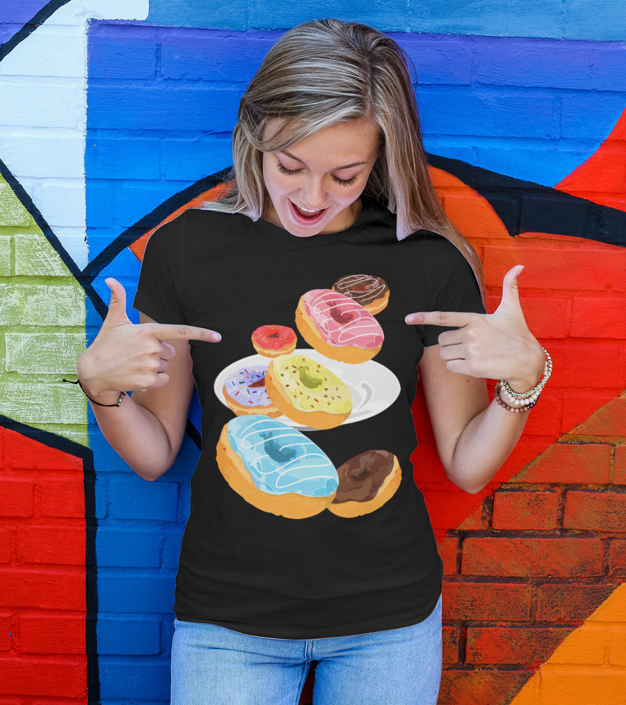 Colorful Assorted Donuts On Plate T-Shirt
