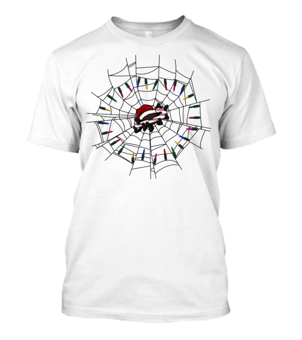 Santa Halloween Spider Web With Christmas Lights T-Shirt