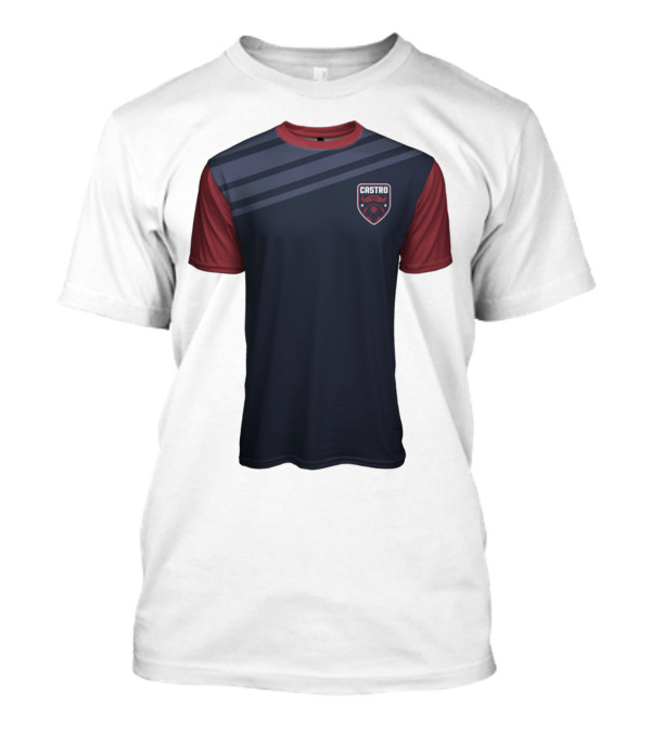 Castro Navy Blue And Red Jersey With Shield Emblem T-Shirt