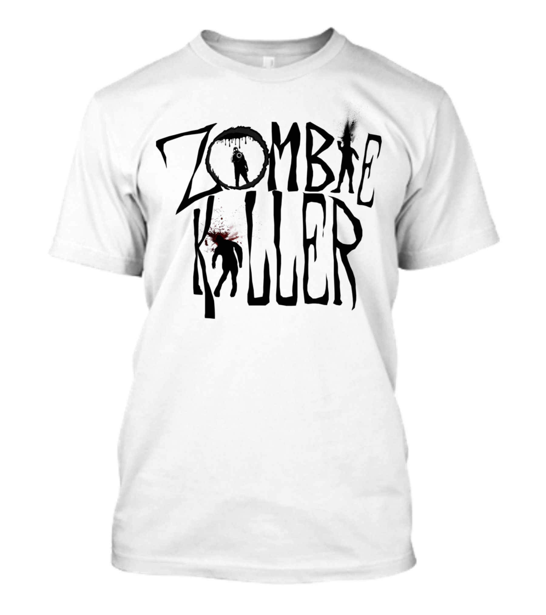 Zombie Killer Silhouettes With Blood Splatter T-Shirt