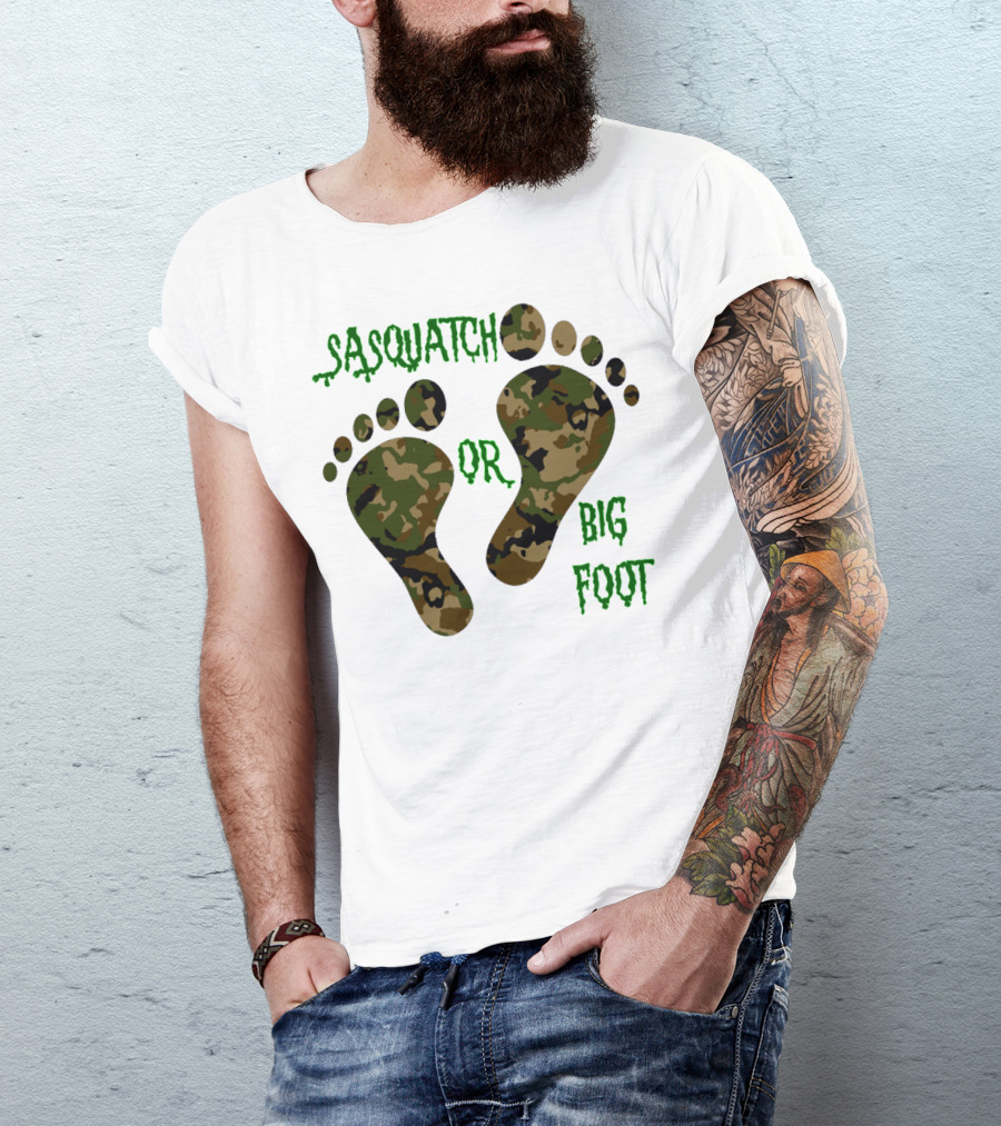 Sasquatch Big Foot Camouflage Footprints T-Shirt