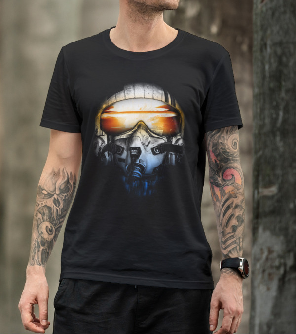 Art Of War Jun Salaza Fighter Pilot Helmet Reflective Visor Scene T-Shirt