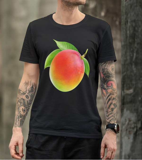 Mango Lush Tropical Fruit With Vibrant Colors And Green Leaves T-Shirt