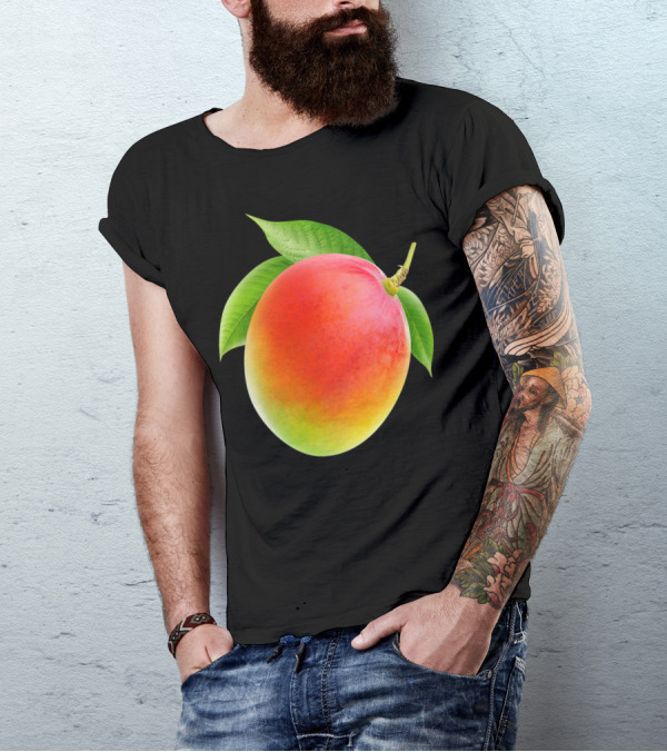 Mango Lush Tropical Fruit With Vibrant Colors And Green Leaves T-Shirt