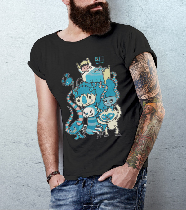 The Beasties Under My Bed Cute Monsters And Child T-Shirt