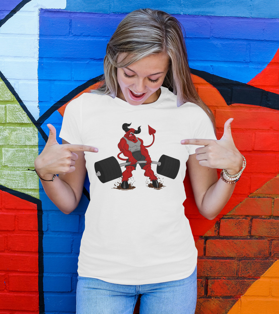 Beelzebro Demon Bull Deadlifting Weights T-Shirt