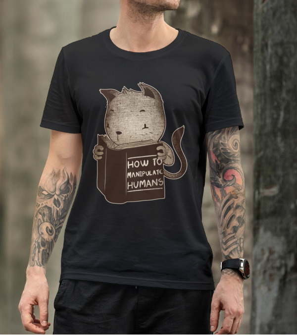 Cat Reading How To Manipulate Humans Book T-Shirt