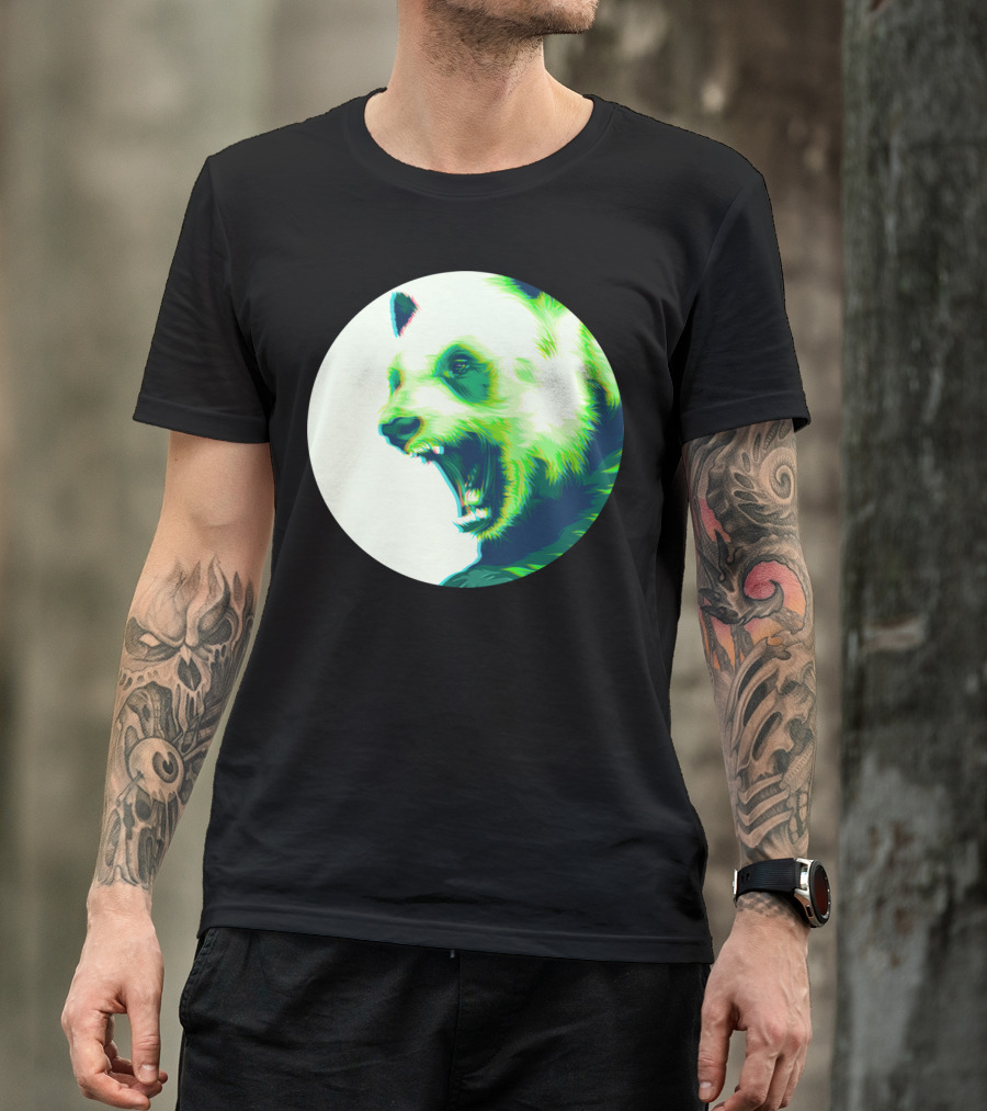 Yelling Green Panda Save The Pandas T-Shirt