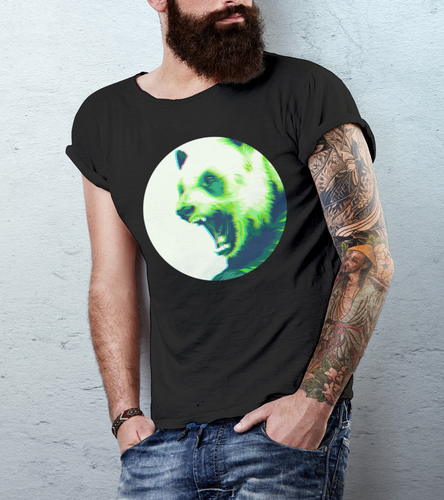 Yelling Green Panda Save The Pandas T-Shirt