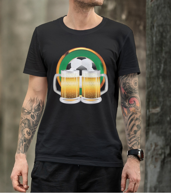 Soccer Ball And Beer Mugs T-Shirt