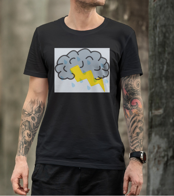 Brain Storm Cloud With Lightning And Raindrops T-Shirt