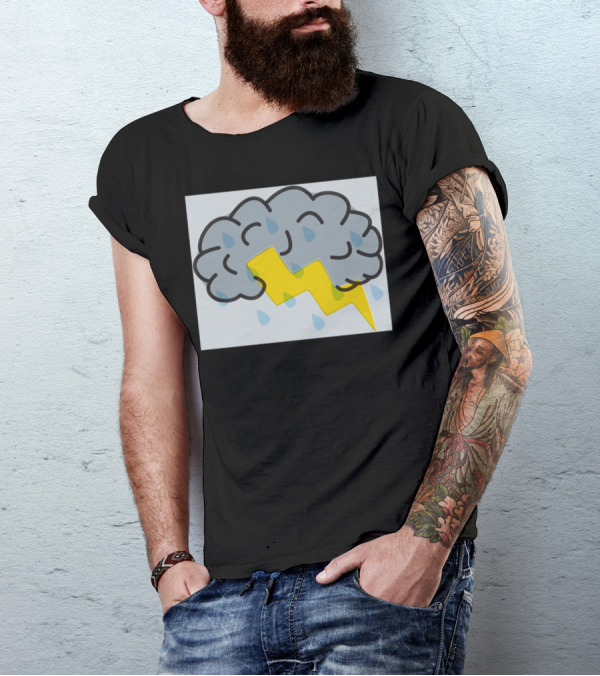 Brain Storm Cloud With Lightning And Raindrops T-Shirt