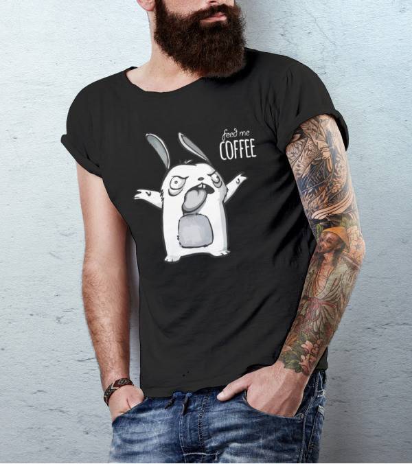 Feed Me Coffee Angry Rabbit T-Shirt
