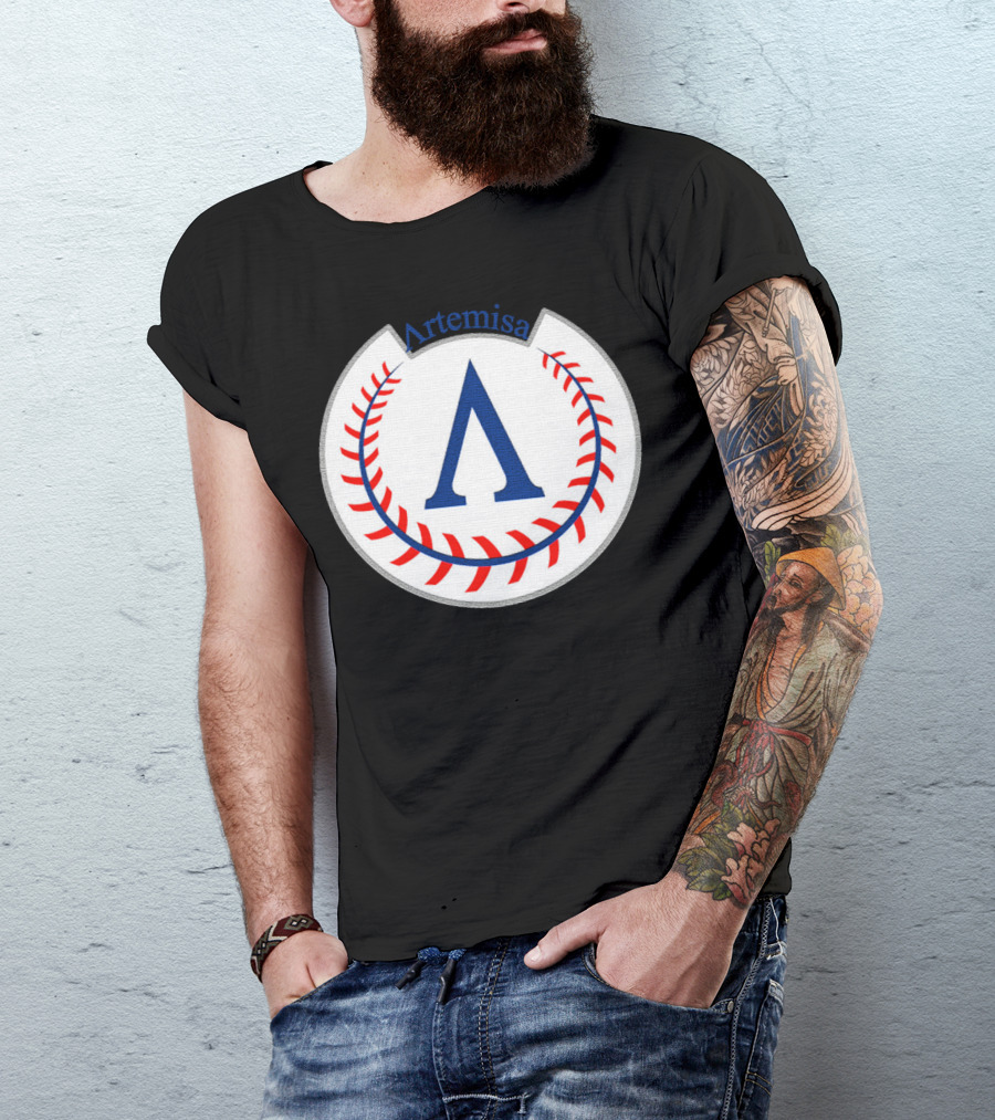 Artemisa Cuban Baseball Stylized Blue And Red Baseball Emblem T-Shirt