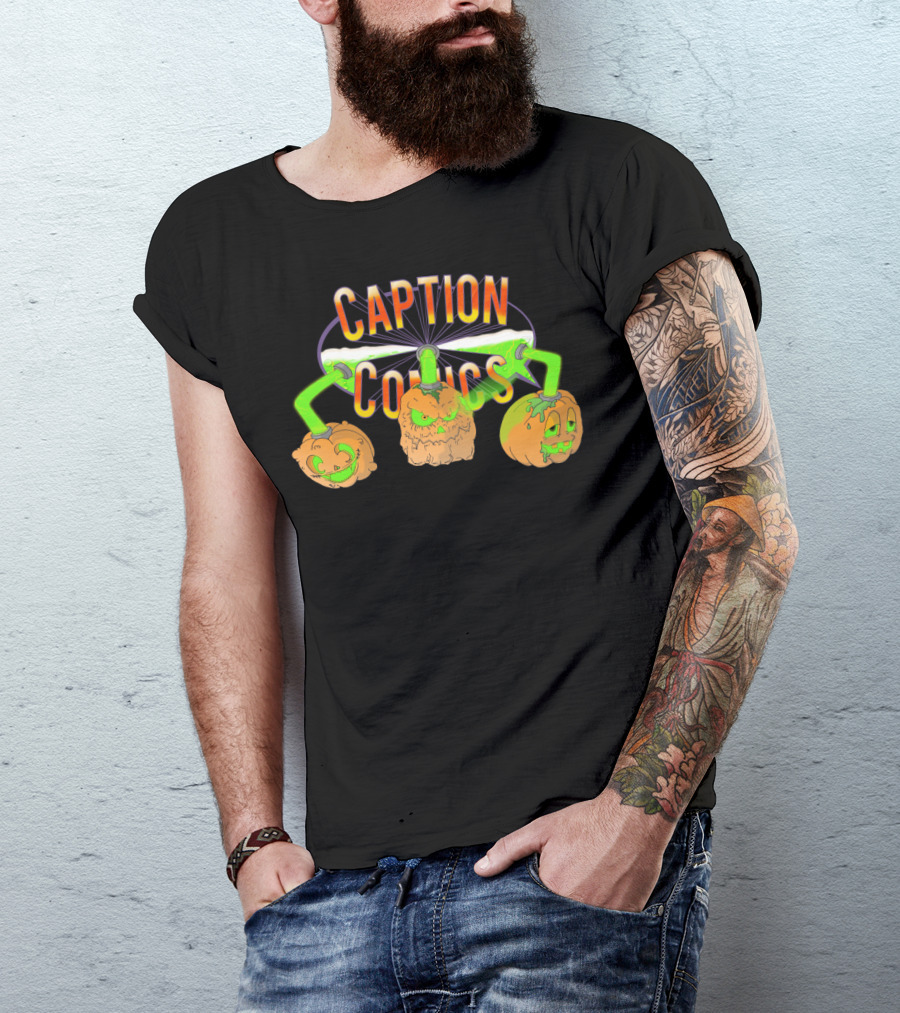 CAPTION COMICS Halloween Pumpkins Feeding Green Goo T-Shirt