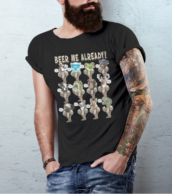 Beer Me Already Animal Heads With Beer Mugs T-Shirt
