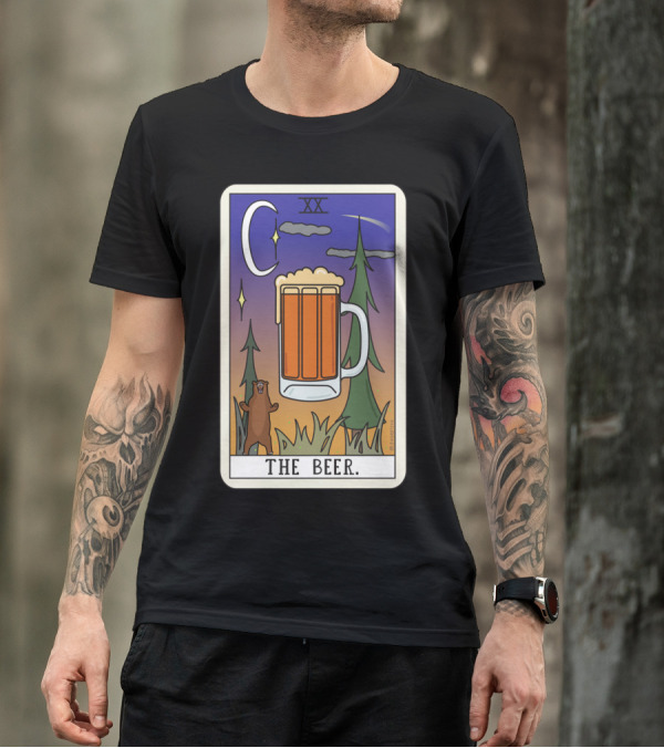 THE BEER XX Tarot Card With Bear In Forest T-Shirt