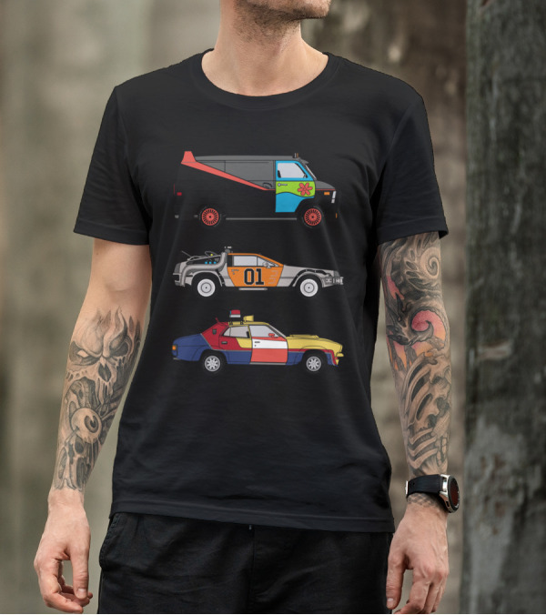 The Body Shop Mix Ups Scooby A-Team Delorean Ghostbusters Cars T-Shirt