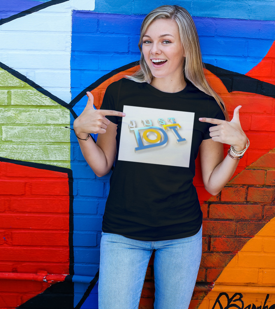 Just Do It 3D Text Blue And Yellow T-Shirt