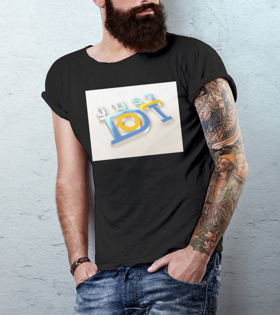 Just Do It 3D Text Blue And Yellow T-Shirt