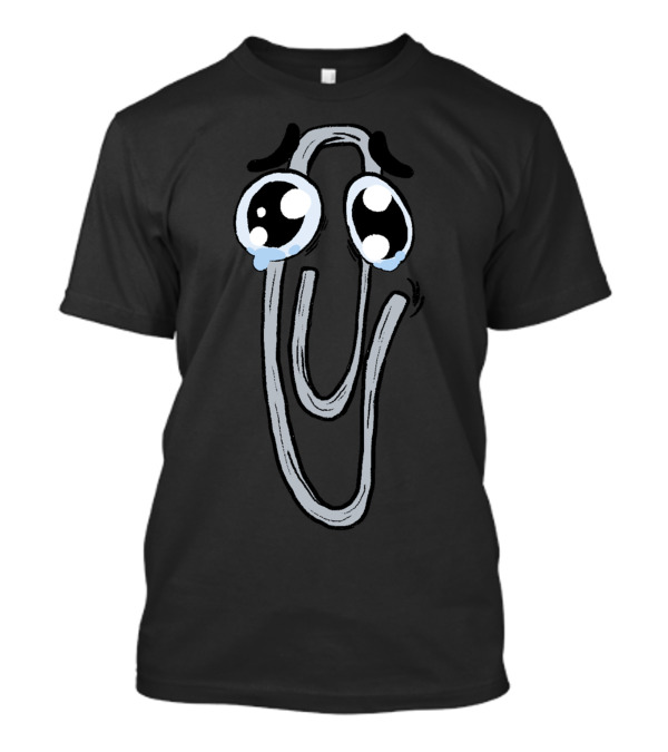 Sad Clippy Crying Paperclip Eyes Nostalgic Helper T-Shirt