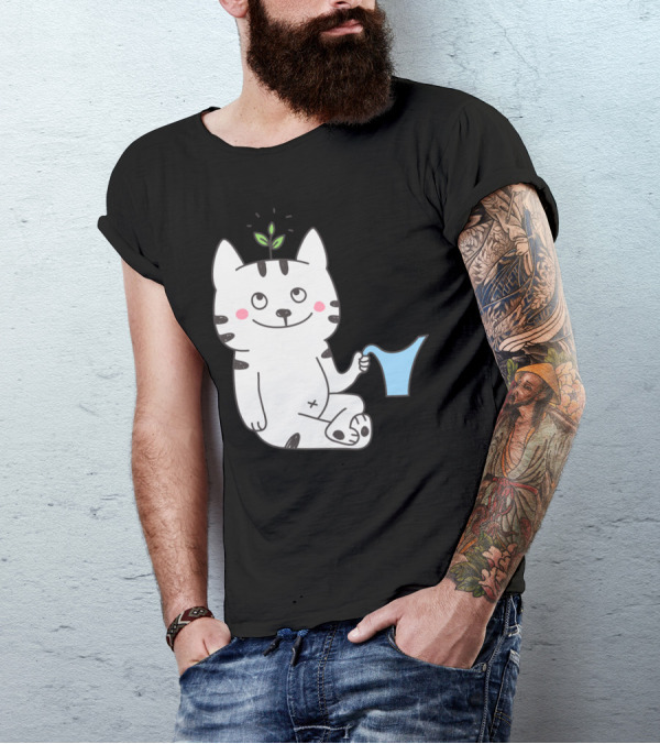 Just Grow It Cat With Sprout And Watering Can T-Shirt