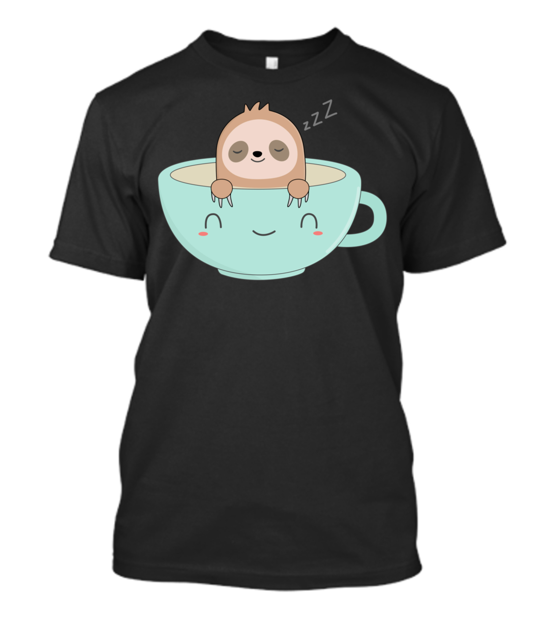 Kawaii Cute Sloth Sleeping In Coffee Cup ZZZ T-Shirt